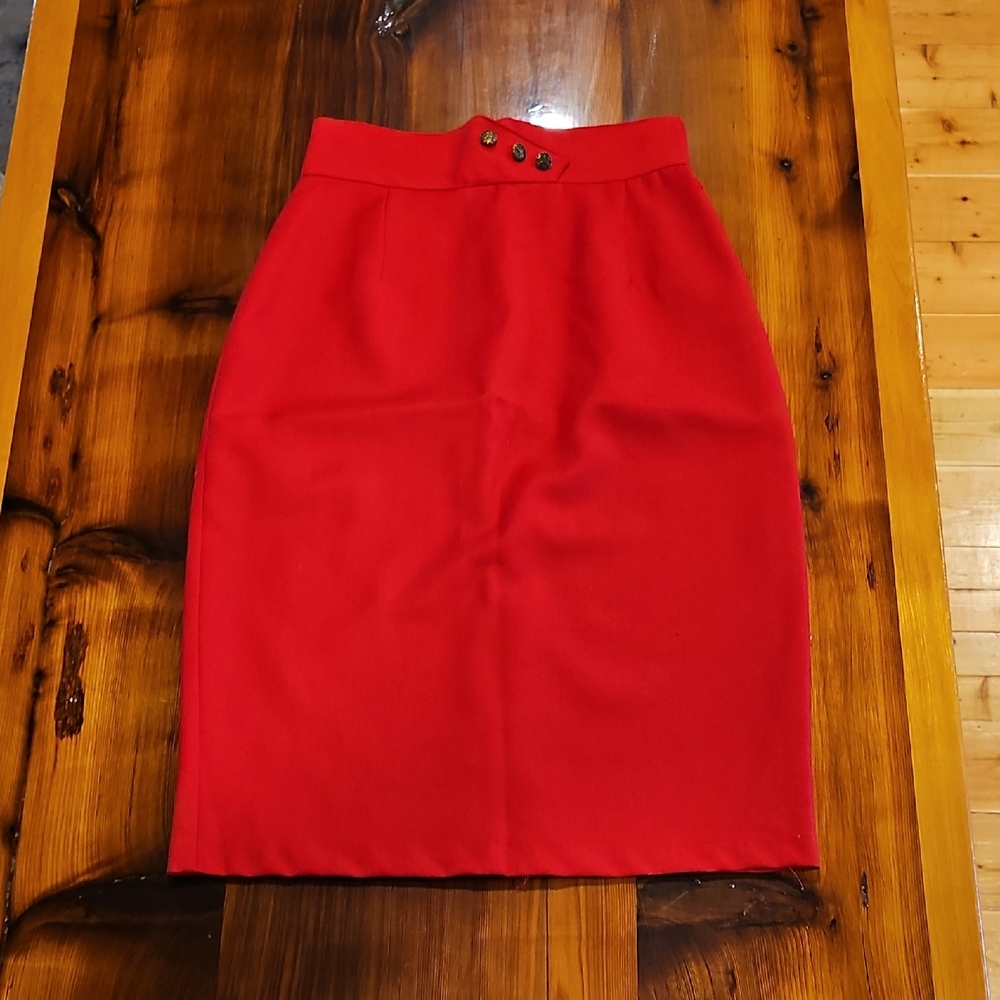 Vintage 80s Red Pencil Skirt Size 9